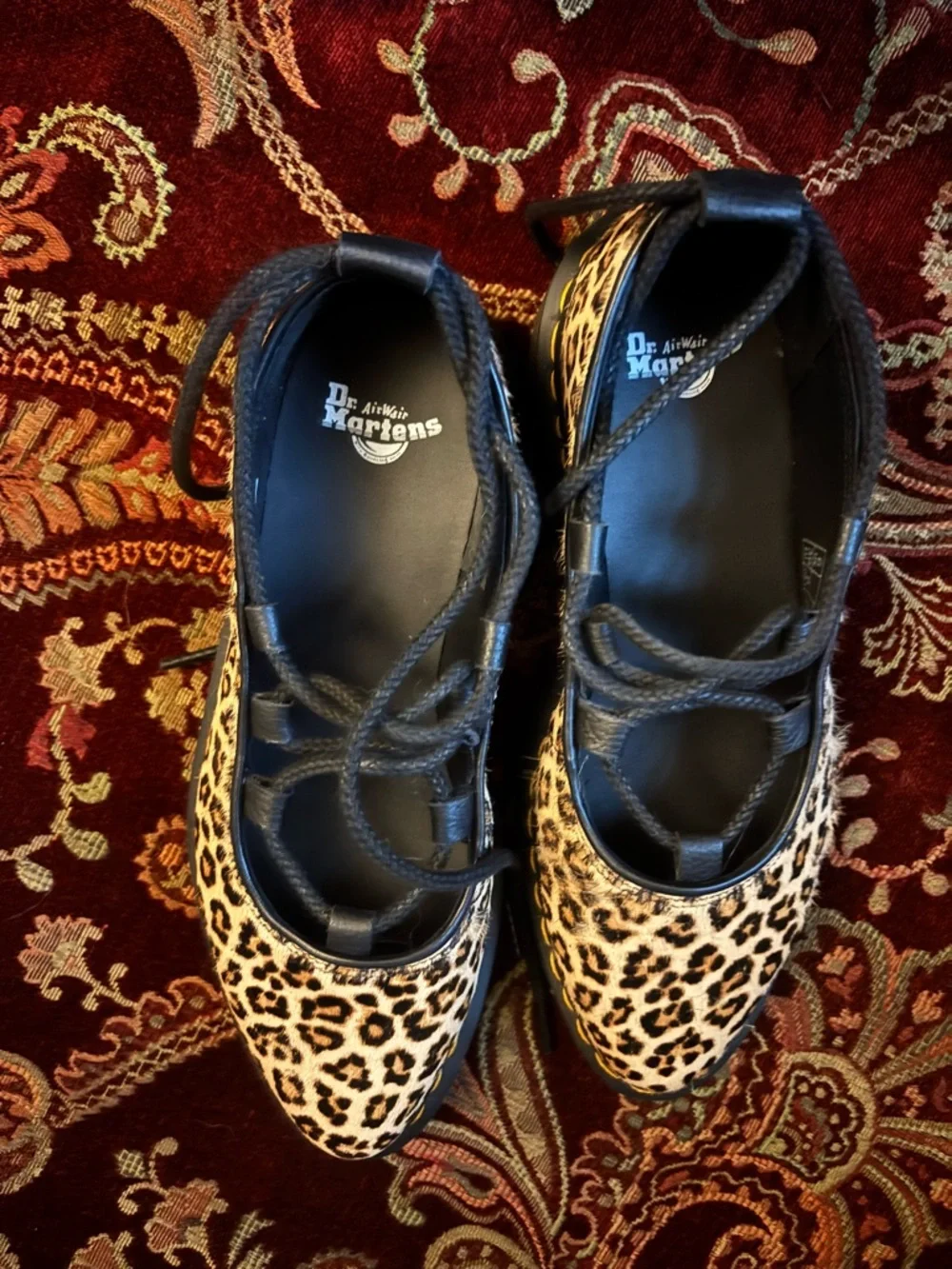 Dr. Martens Leopard Print Lace-Up Flats - Black & Tan - Picture 3 of 3